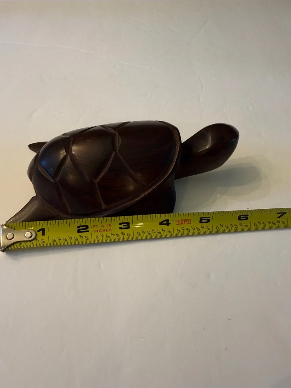 Vintage Hand Carved Wood Turtle Figurine Sea Turtle Sculpture Home Decor